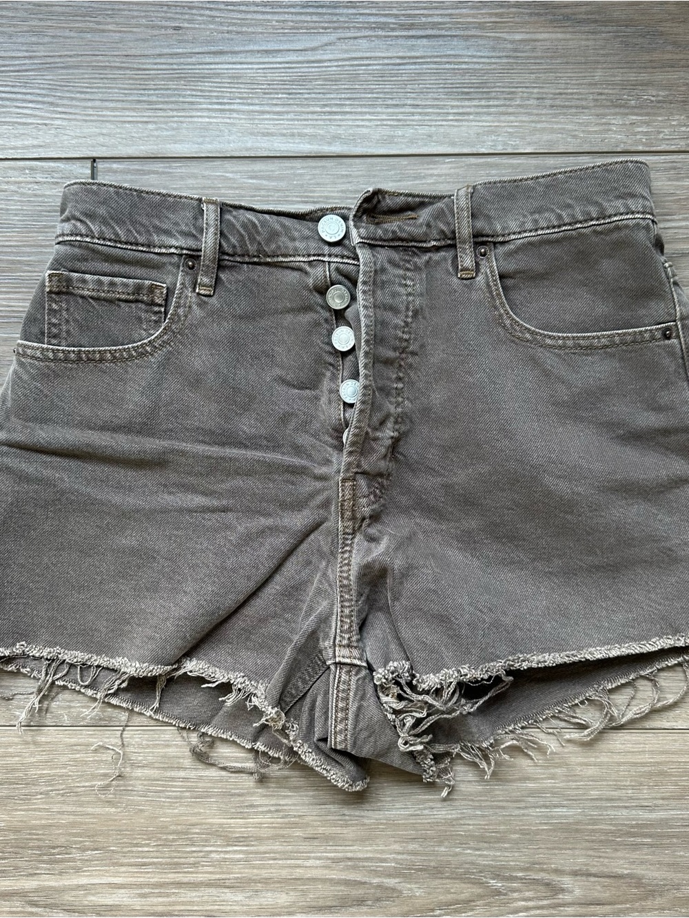 Packing Women's High-Rise Distressed Denim Shorts - Washed Brown Size 27